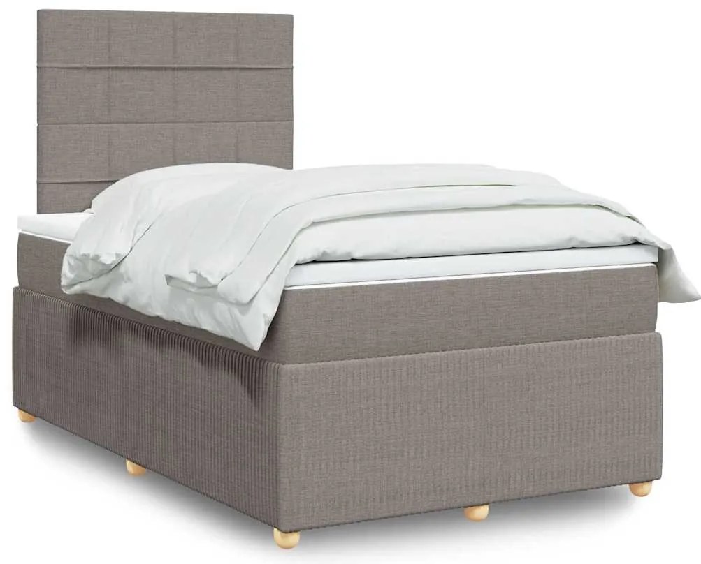 Cama boxspring c/ colchão 120x190cm tecido castanho-acinzentado