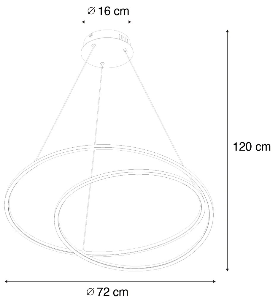 Candeeiro suspenso design dourado 72 cm, incluindo LED regulável em 3 etapas - Rowan Design