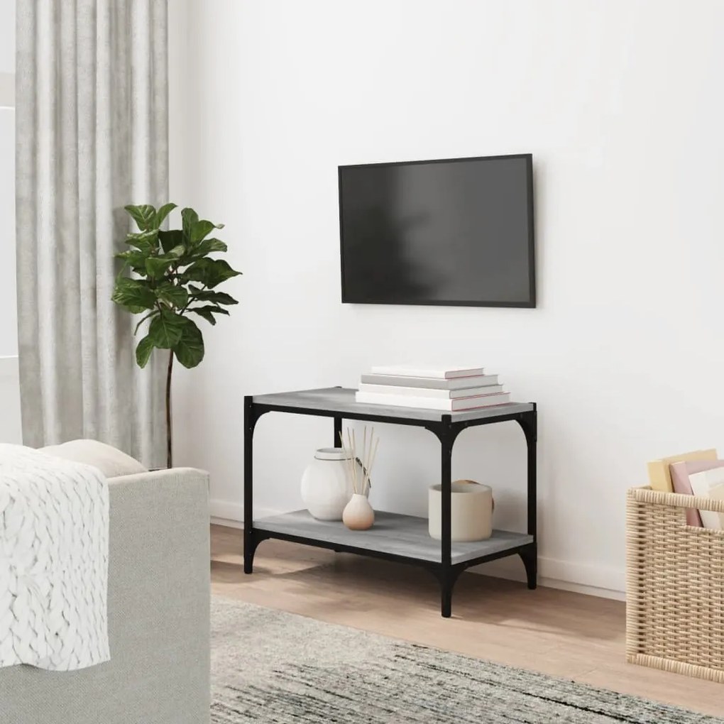 Móvel de TV 60x33x41 cm derivados madeira/aço cinzento sonoma