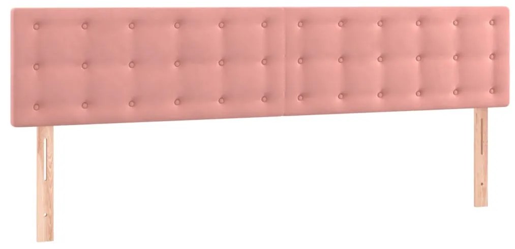 Cama box spring c/ colchão/LED 180x200 cm veludo rosa