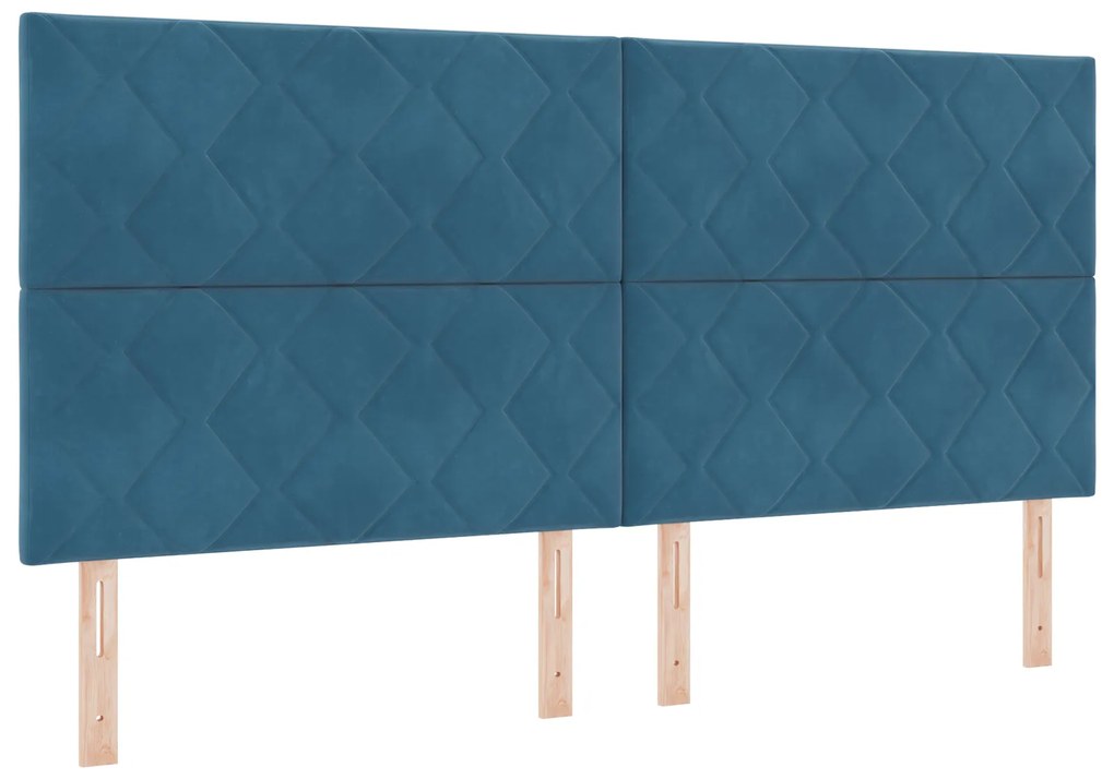 Cabeceira Design de Blocos de Diamante Azul Escuro 200 cm Veludo