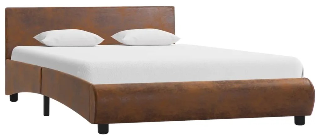 Estrutura de cama 120x200 cm couro artificial castanho