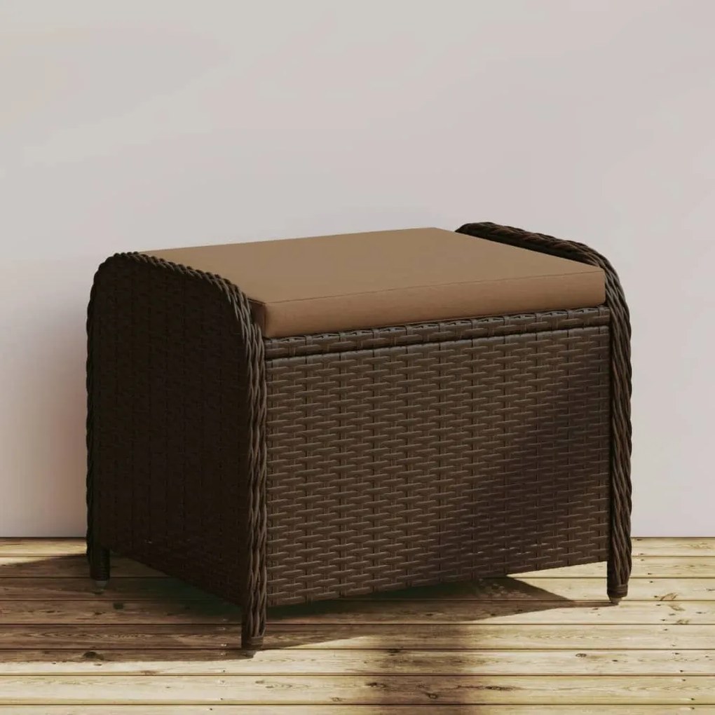 vidaXL Banco de jardim com almofadão 58x46x46 cm vime PE castanho