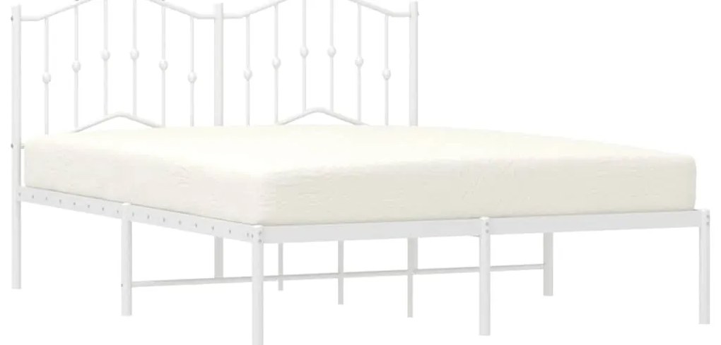 Estrutura de cama com cabeceira 135x190 cm metal branco