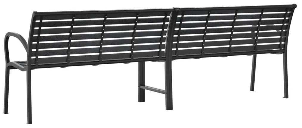 Banco de jardim duplo 231 cm aço e WPC preto