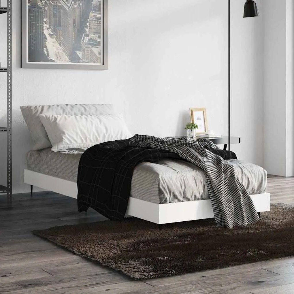 Estrutura de cama 75x190 cm derivados de madeira branco