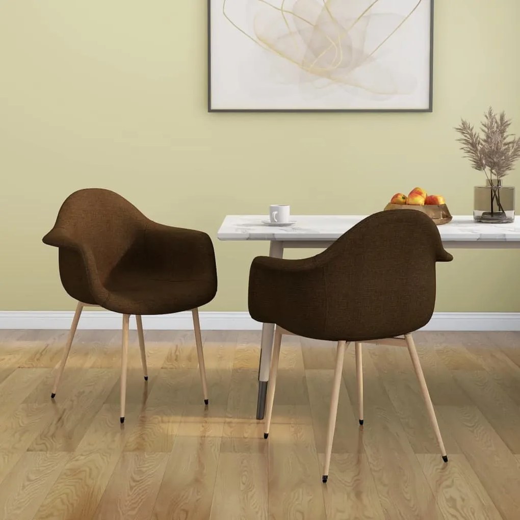vidaXL Cadeiras de jantar 2 pcs tecido castanho-escuro