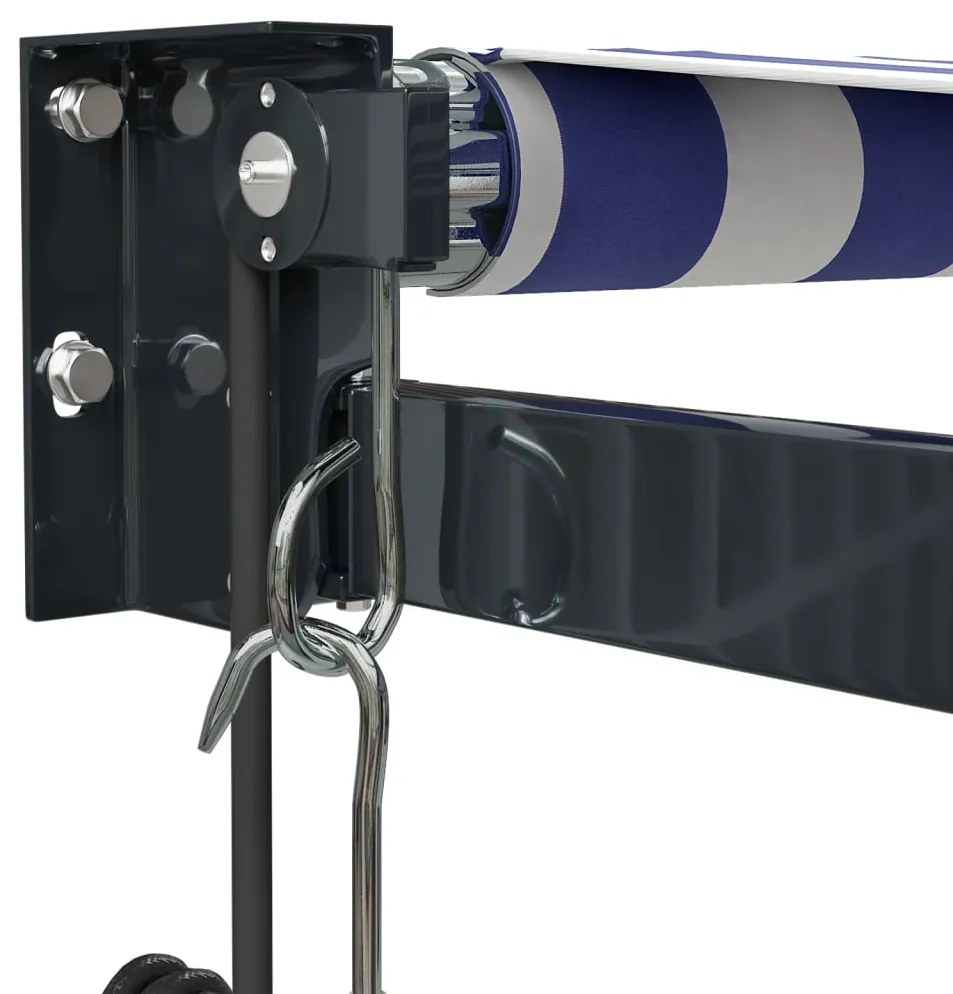 Toldo retrátil automático 5x3 m azul e branco