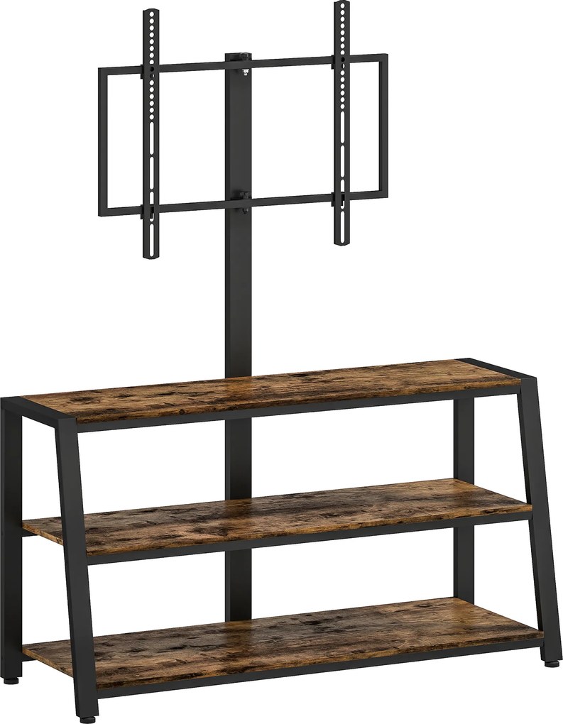HOMCOM Móvel para TV com suporte para televisores de 81-178 cm, prateleiras abertas, ângulo ajustável 35°, 108x41x135cm, castanho | Aosom Portugal