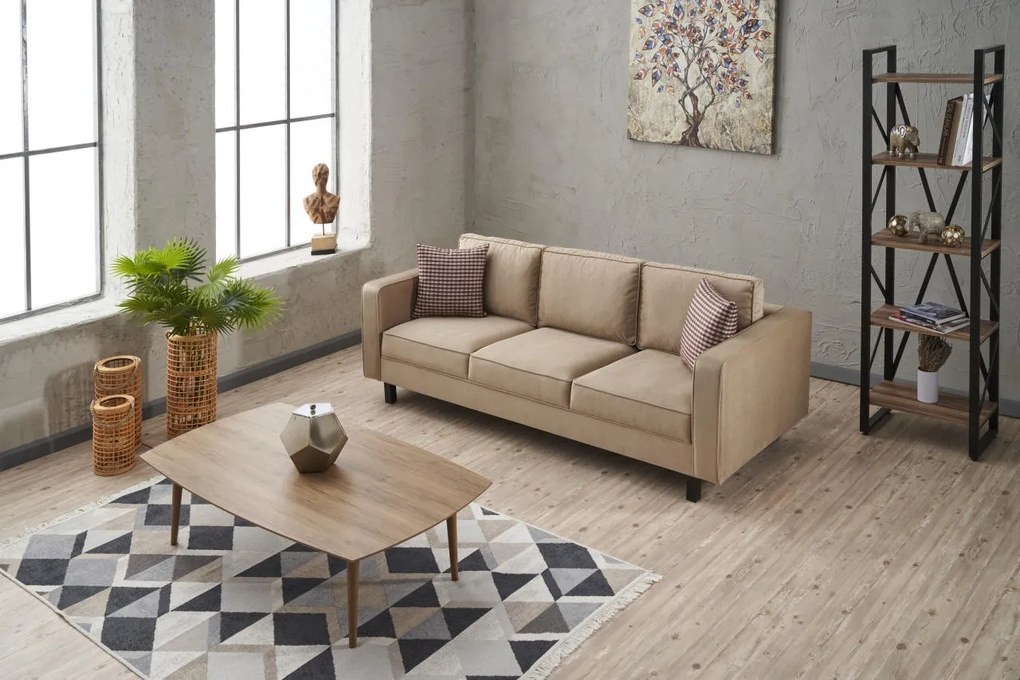 Sofá de 3 Lugares Kale – Creme – 222 cm x 83 cm x 91 cm