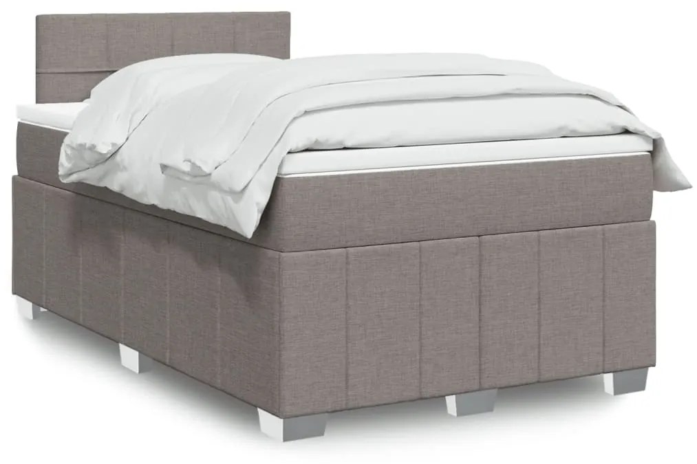 Cama boxspring c/ colchão 120x190cm tecido castanho-acinzentado