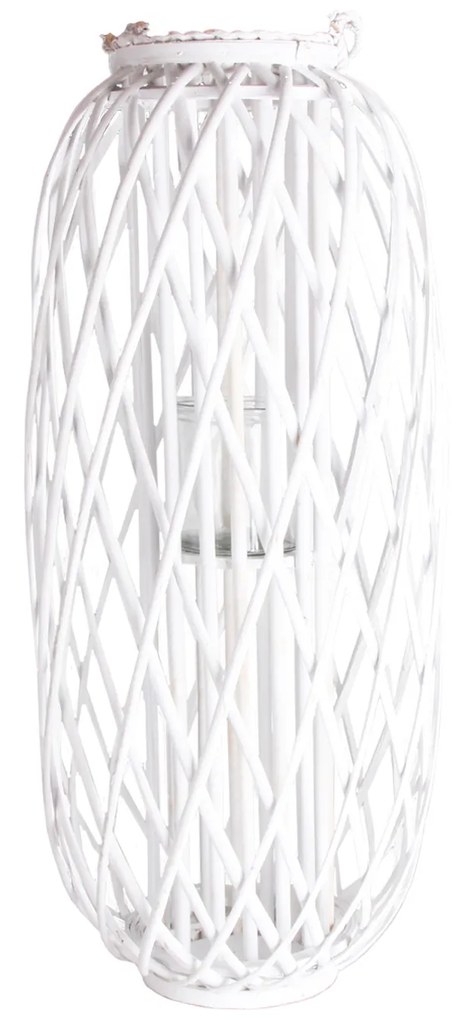 Porta Vela Vime Oval Branco 82cm