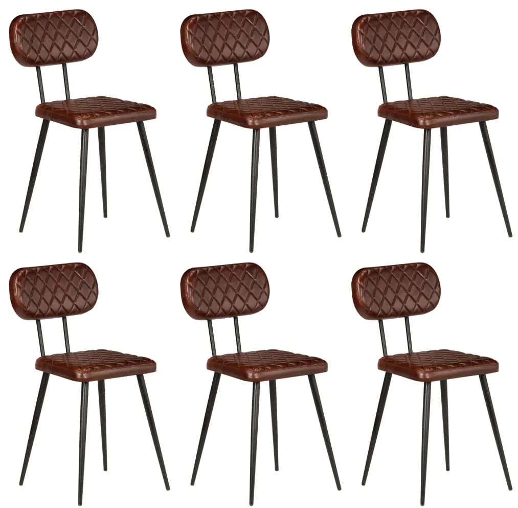 vidaXL Cadeiras de jantar 6 pcs couro genuíno castanho