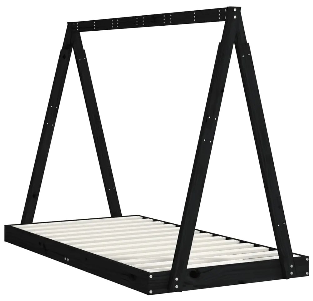 Estrutura de cama infantil 80x160 cm pinho maciço preto