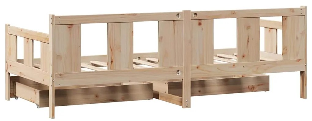 Sofá-cama com gavetas 90x190 cm madeira de pinho maciça