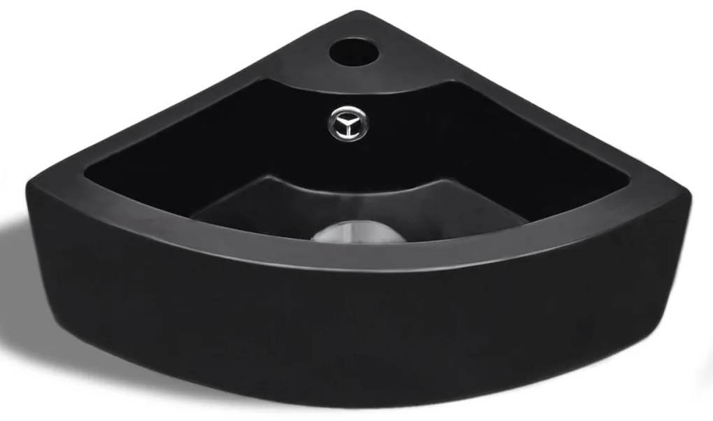 Lavatório com extravasamento 45x32x12,5 cm preto