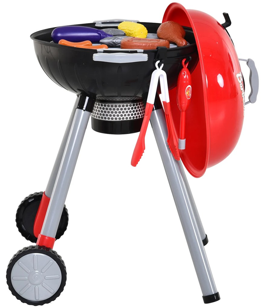 Conjunto de Churrasqueira para Crianças Acima de 3 Anos 39 Peças Luz e Som 34.5x37x56 Vermelho