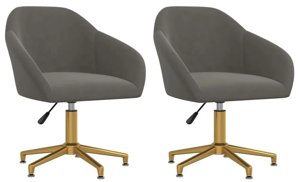 vidaXL Cadeira de jantar giratória 2 pcs veludo cinzento-escuro