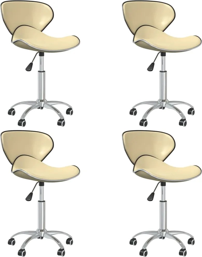 vidaXL Cadeiras de jantar giratórias 4 pcs couro art. creme