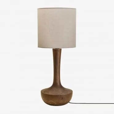 Candeeiro De Mesa Em Madeira De Manga Sintra Madeira De Cabo Escuro & Cinzento Taupe Claro Ø30 Cm - ↑30 Cm Arlina - Sklum