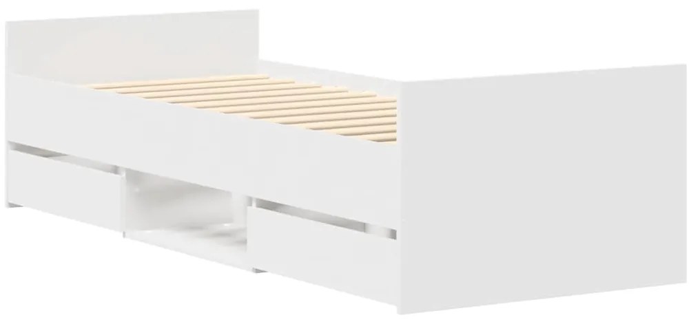 Estrutura de cama c/ painéis cabeceira e pés 90x190 cm branco