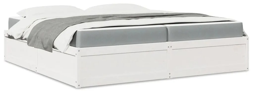 Cama com colchão 200x200 cm pinho maciço branco