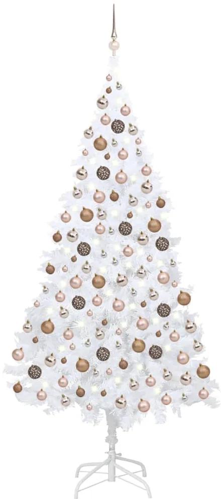 3077629 vidaXL Árvore Natal artificial pré-iluminada c/ bolas branco