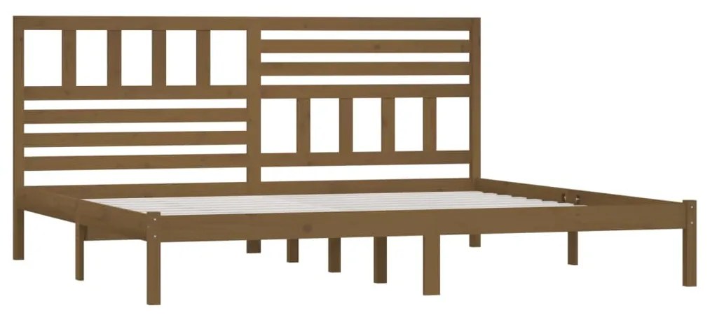 Estrutura de cama 200x200 cm pinho maciço castanho mel