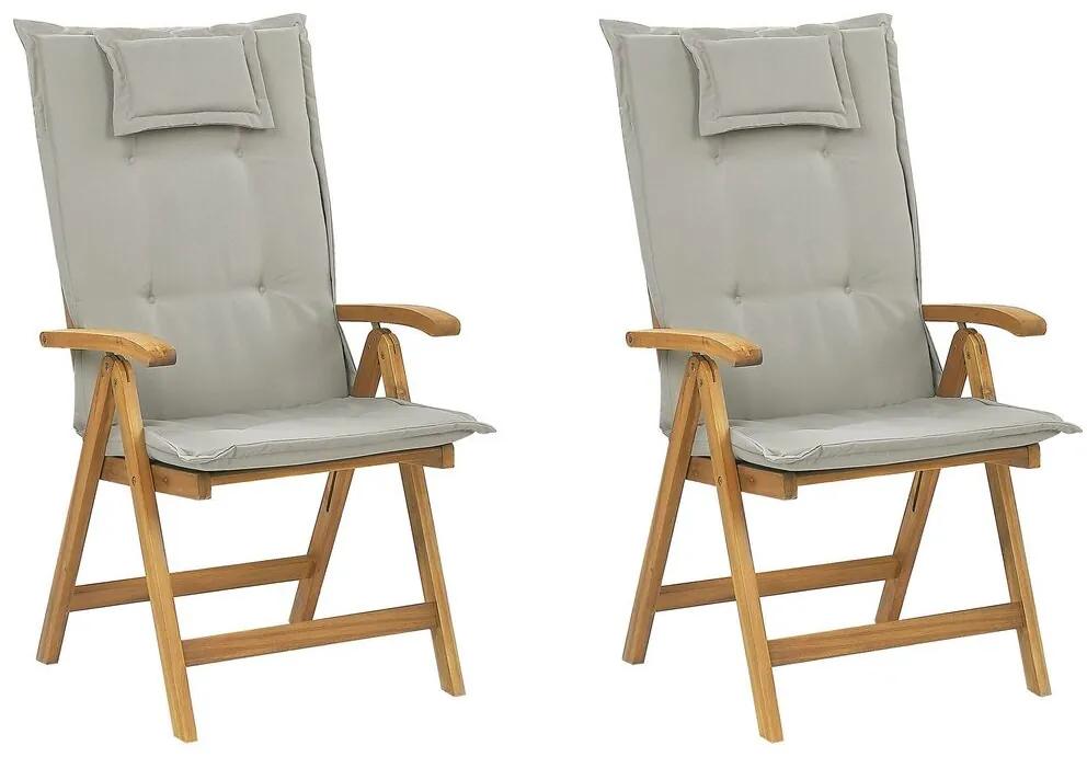 Conjunto de 2 cadeiras de jardim com almofadas taupe JAVA Beliani