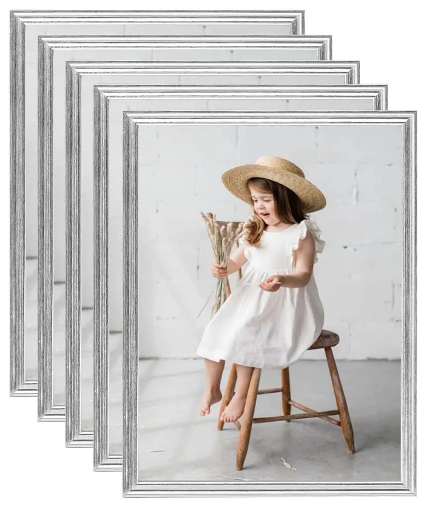 332483 vidaXL Molduras para parede 5 pcs 50x60 cm MDF prateado