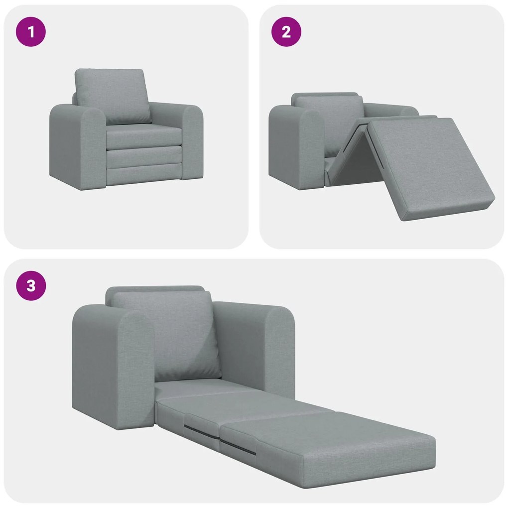 Sofá Cama 2-em-1 Cinza Claro 98x71x83 cm Tecido