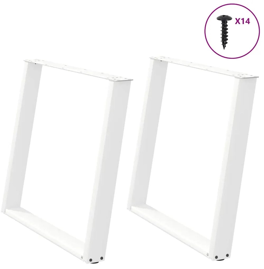 Pés de mesa de jantar em forma de U, 2 peças, branco, 90x (72-73) cm,