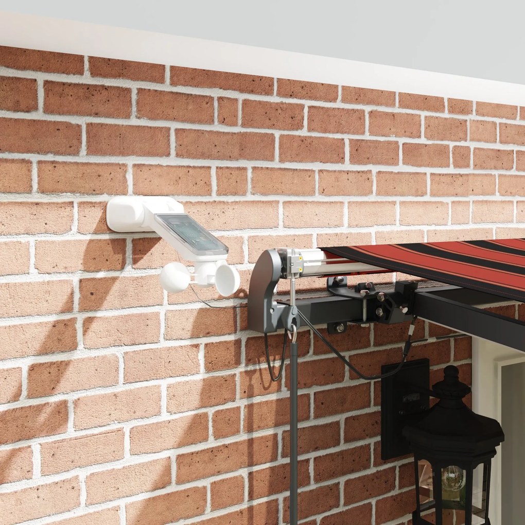 Toldo Retrátil Automático com LED em Laranja e Castanho, 500x300 cm