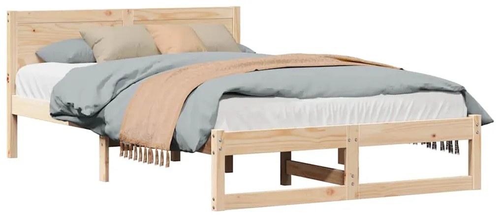 Estrutura de Cama Natural Madeira de Pinho Sólida 120 x 200 cm