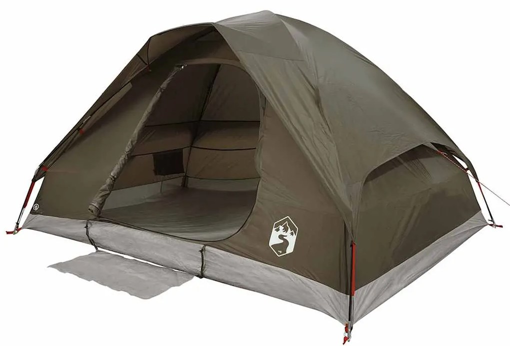 Tenda familiar em cúpula para 6 pessoas impermeável castanho