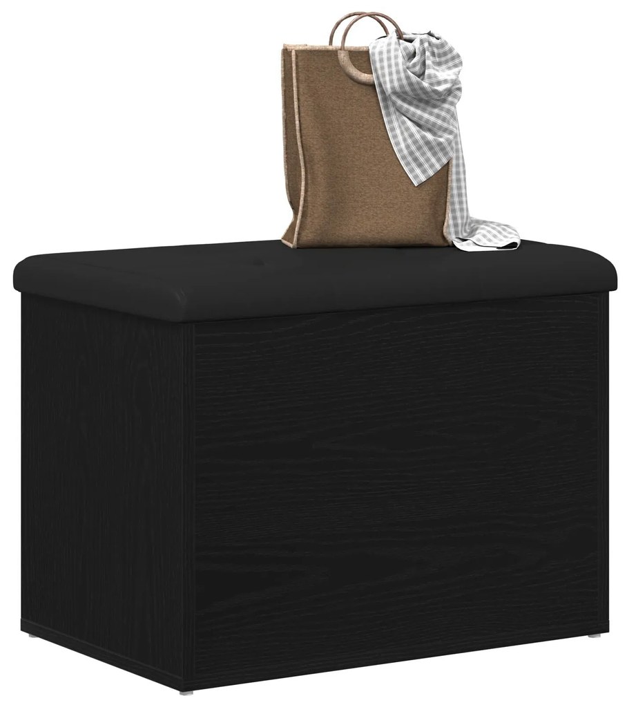 Banco de Armazenamento vidaXL Preto Carvalho 60x40x45 cm Madeira Reves