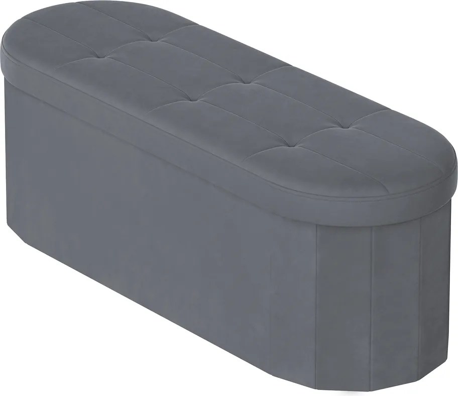 Banco com espaço de arrumação 38 x 110 x 38 cm, caixa de arrumação, banco dobrável cinzento