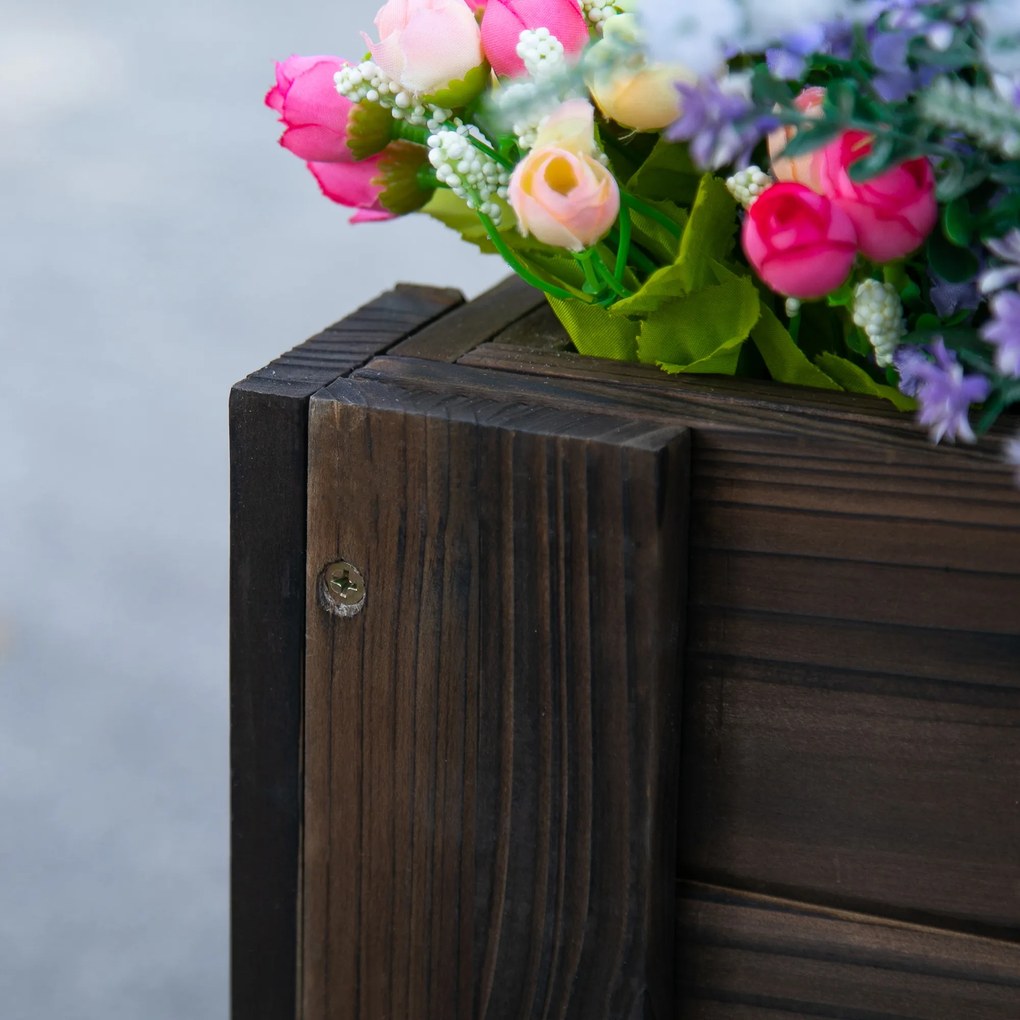 Floreira de Madeira Retangular com Pés para Flores Plantas Cultivos 100x36,5x36cm Castanho