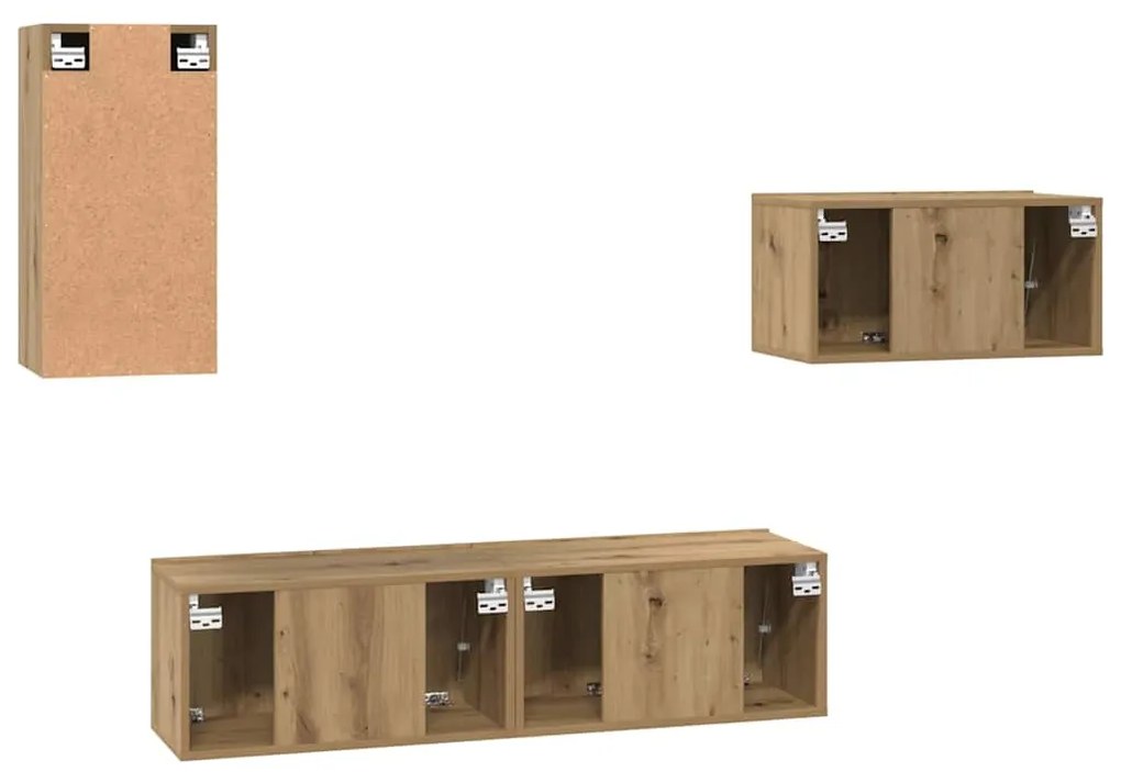 Conjunto de móvel de TV com gaveta com prateleira 4 pcs carvalho artis