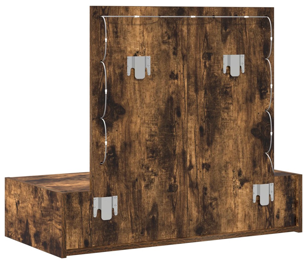 Mesa de Maquiagem Suspensa com Luzes LED Carvalho Fumado