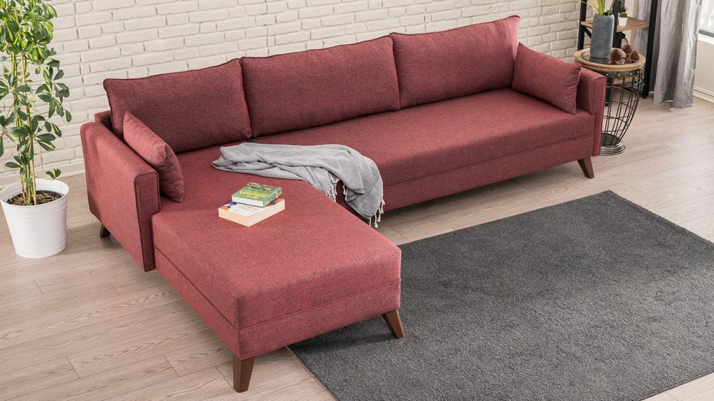 Sofá de Canto Bella – Vermelho Claret – 275x85x165 cm