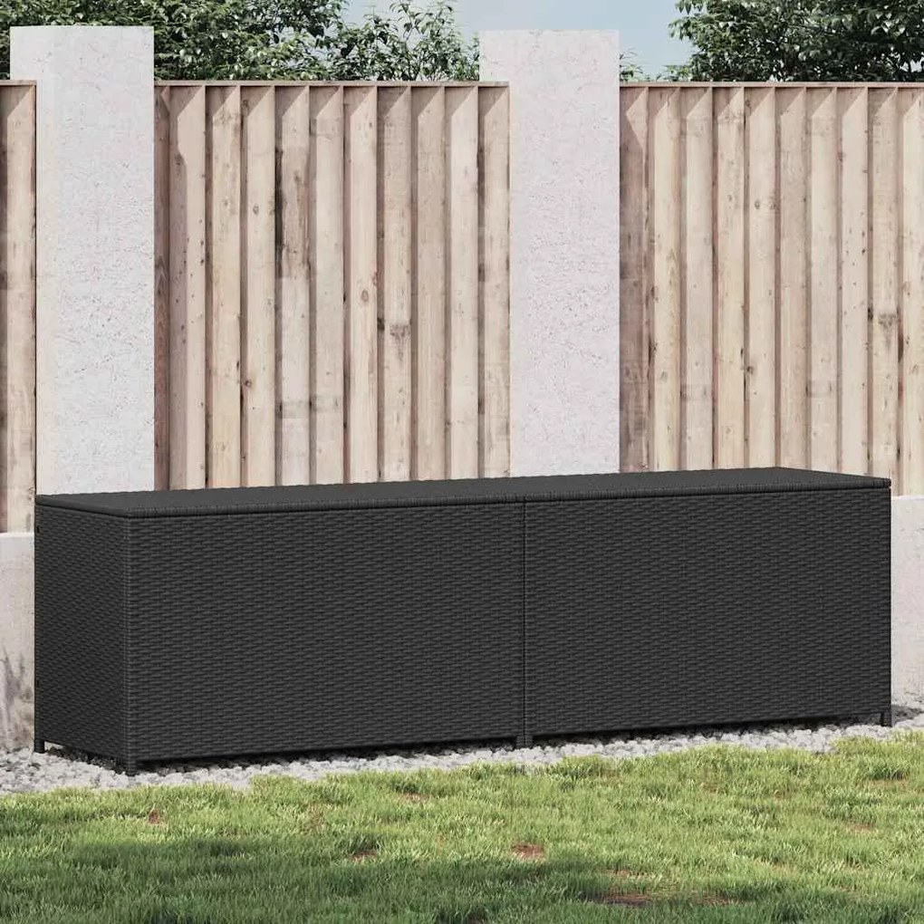 Caixa de arrumação para jardim 200x50x60 cm vime PE preto