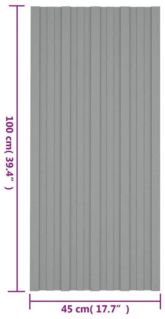 Painéis de telhado 36 pcs 100x45 cm aço galvanizado cinzento