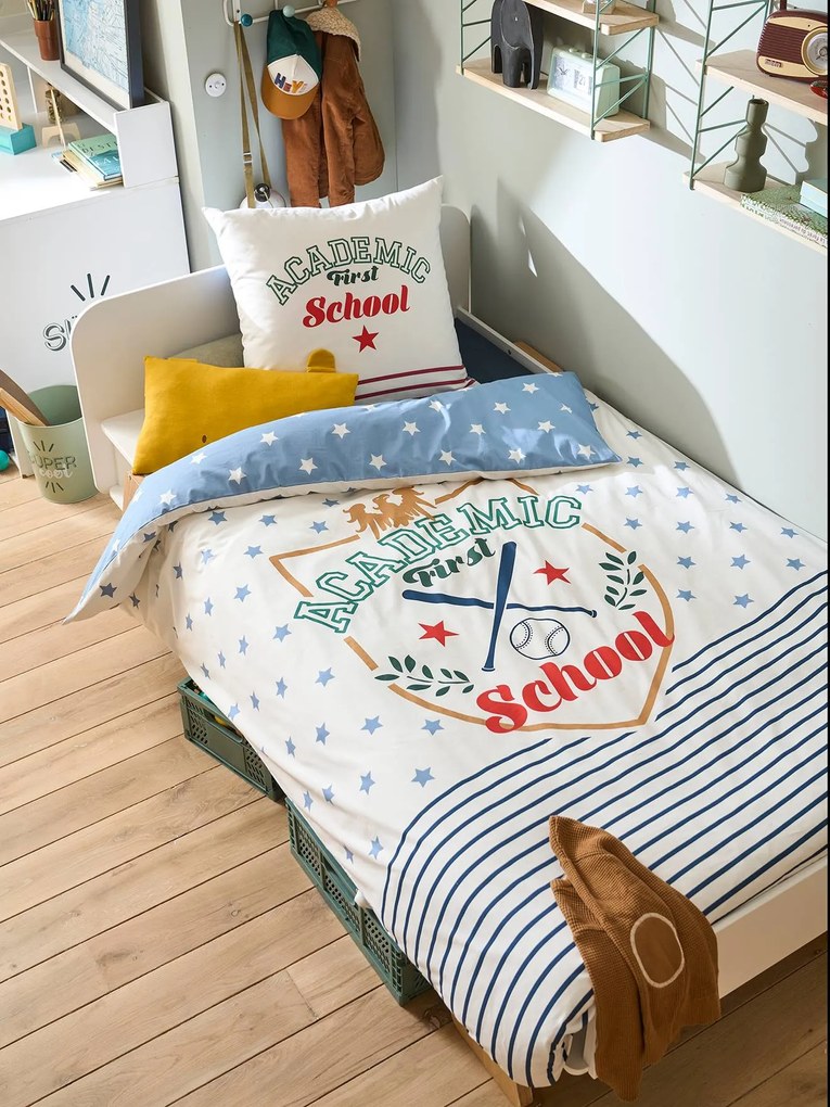 Conjunto capa de edredon + fronha de almofada para criança, Academic branco medio liso com motivo
