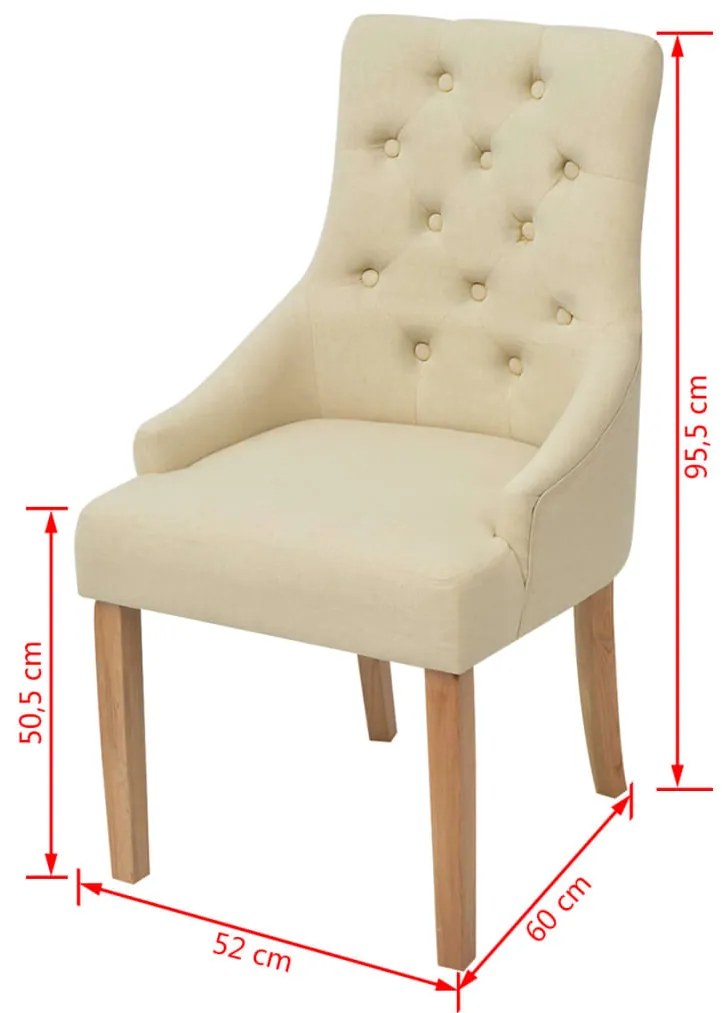Cadeiras de jantar 4 pcs tecido creme