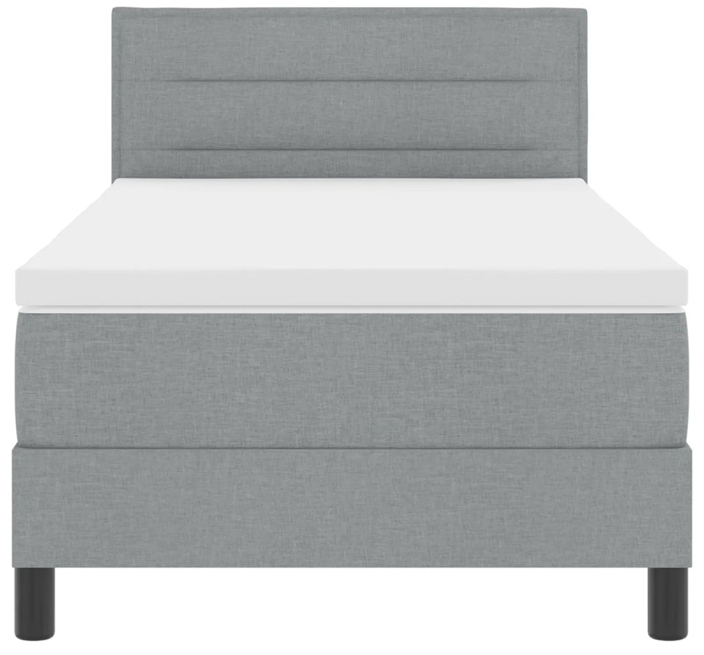 Cama Box Spring com Colchão Cinza Claro 90x200 cm Tecido