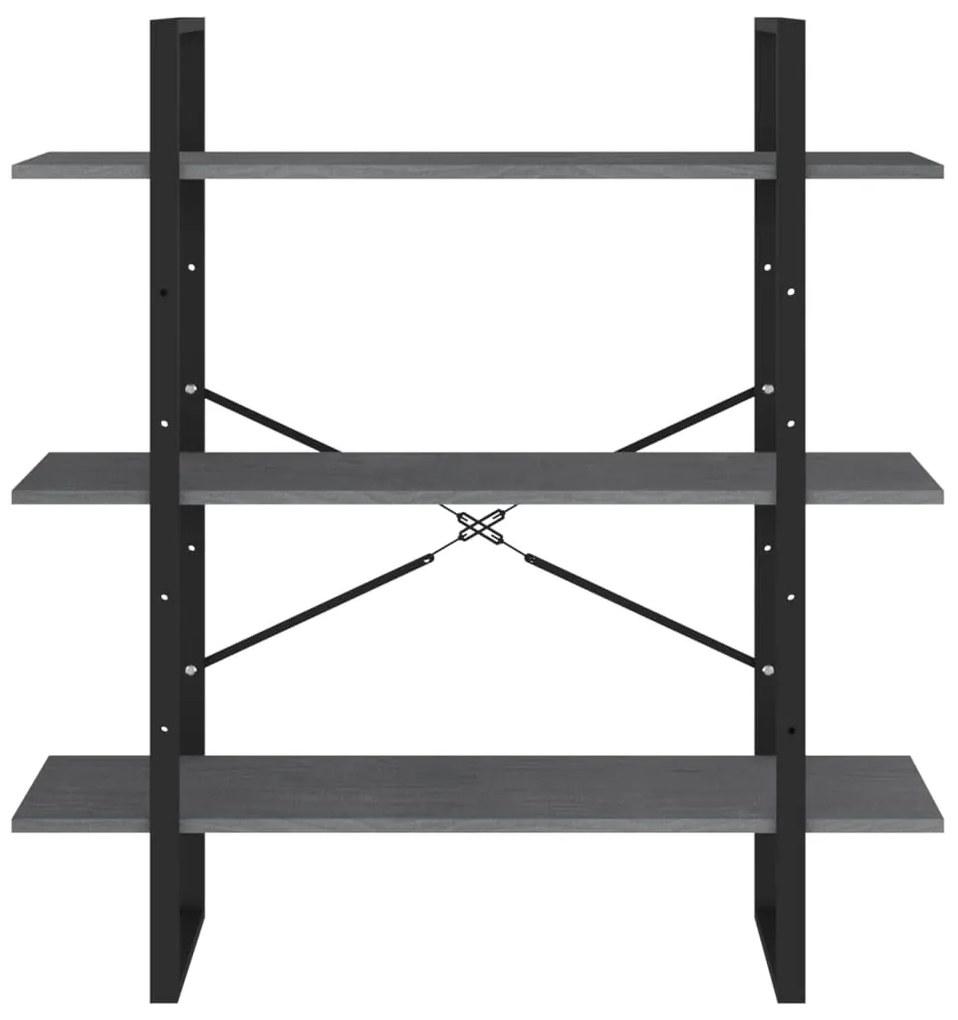 Estante com 3 prateleiras 100x30x105 cm pinho maciço cinzento