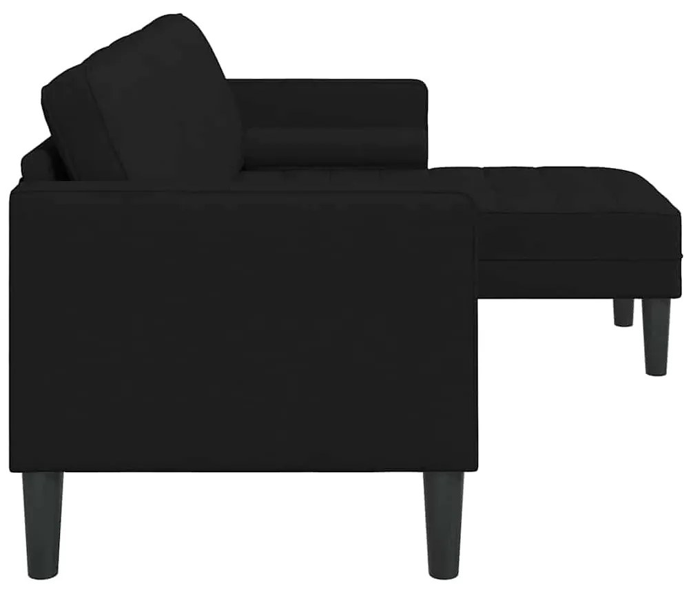 Sofá L de 3 lugares vidaXL Preto 160 cm Tecido