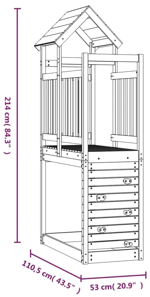 Torre de brincar c/ parede escalar 53x110,5x214 cm pinho maciço