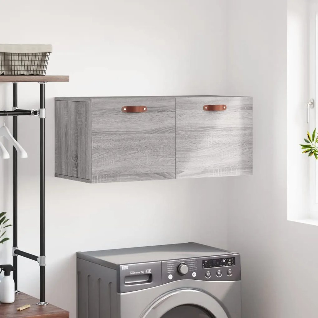 vidaXL Armário parede 80x36,5x35 cm derivados de madeira cinza sonoma
